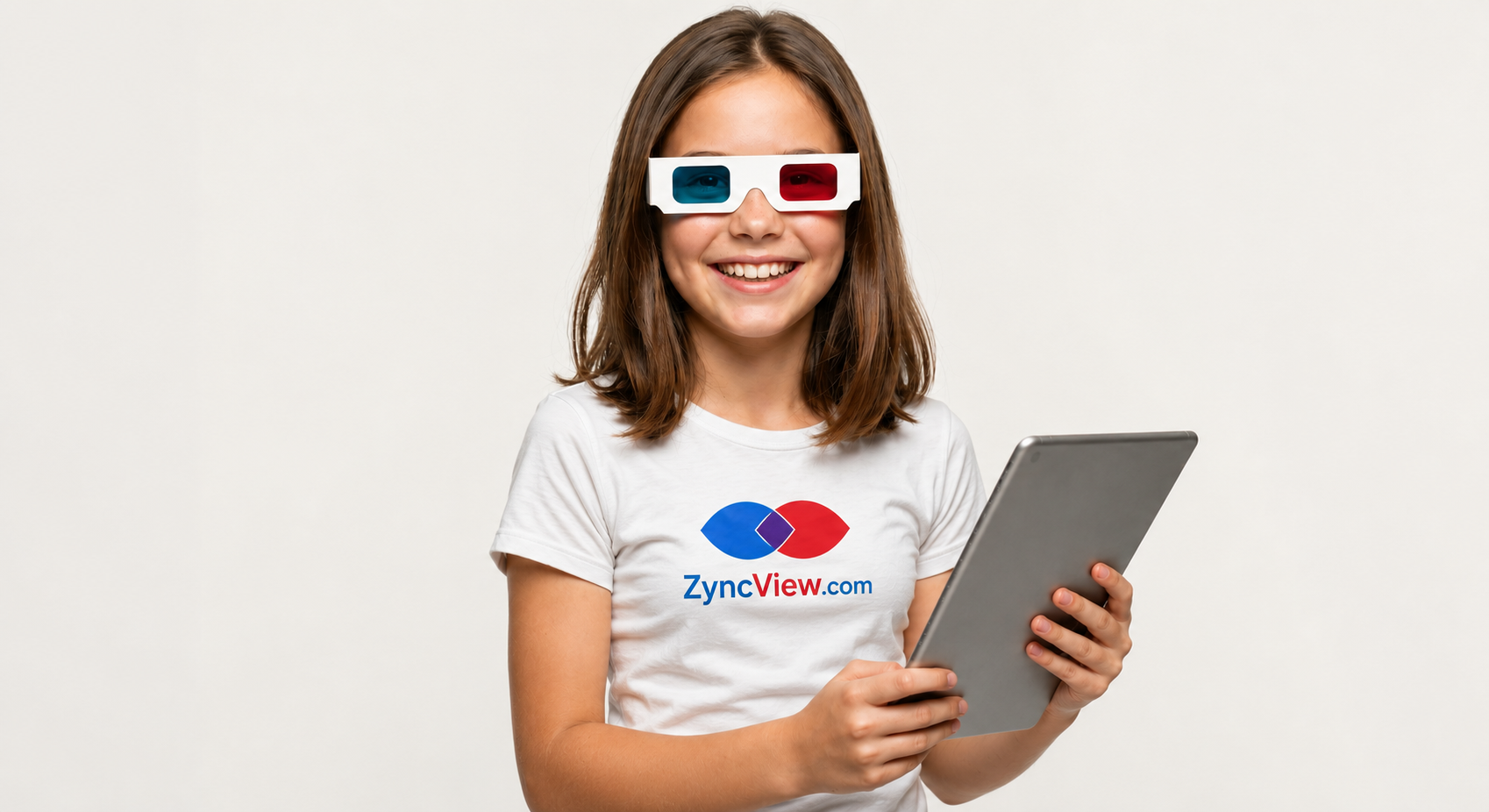 Young girl doing vision therapy with ZyncView